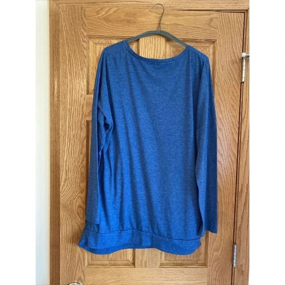 Mixmax Women Long Sleeve Button Round Neck Tunic Size 2XL Blue - Picture 4 of 5